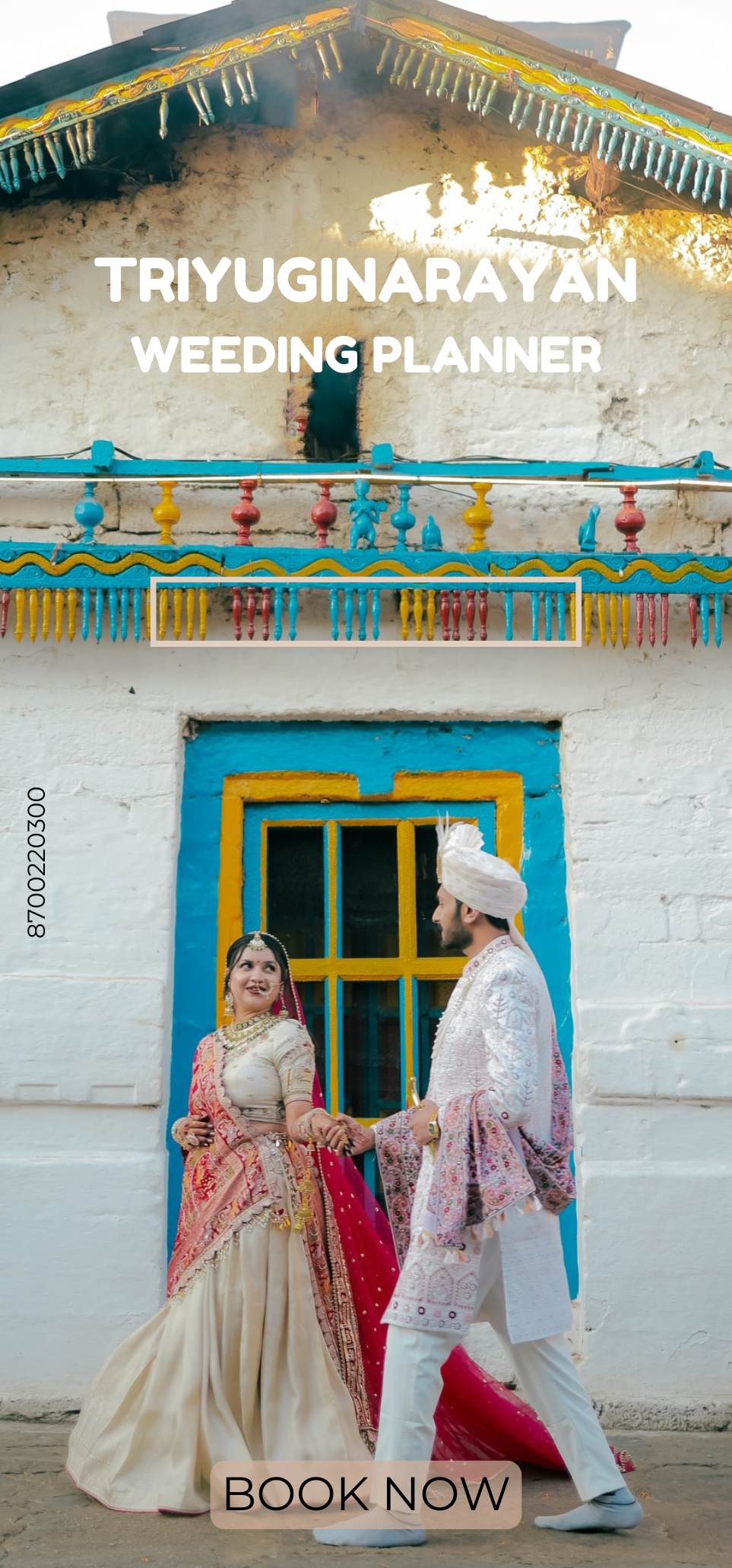 Happy couple at Triyuginarayan Temple Himalayan destination wedding